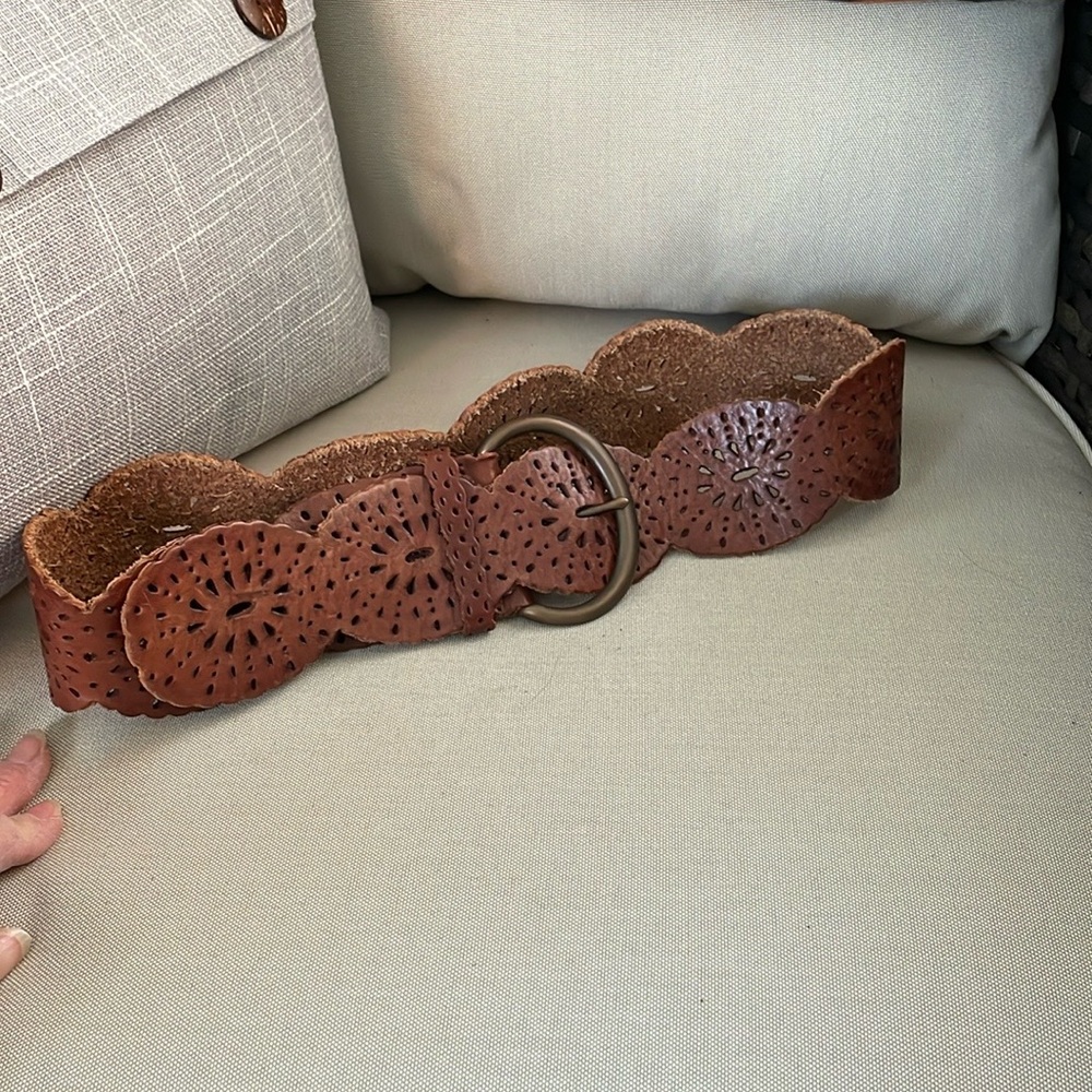 Fossil Leather Belt with Cutout Design